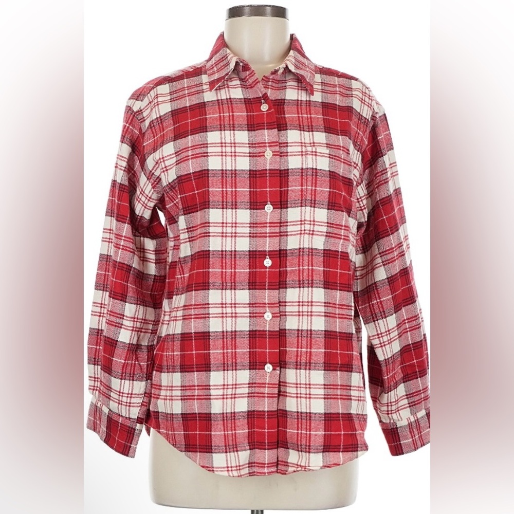 Eddie Bauer Red and White Plaid Shirt